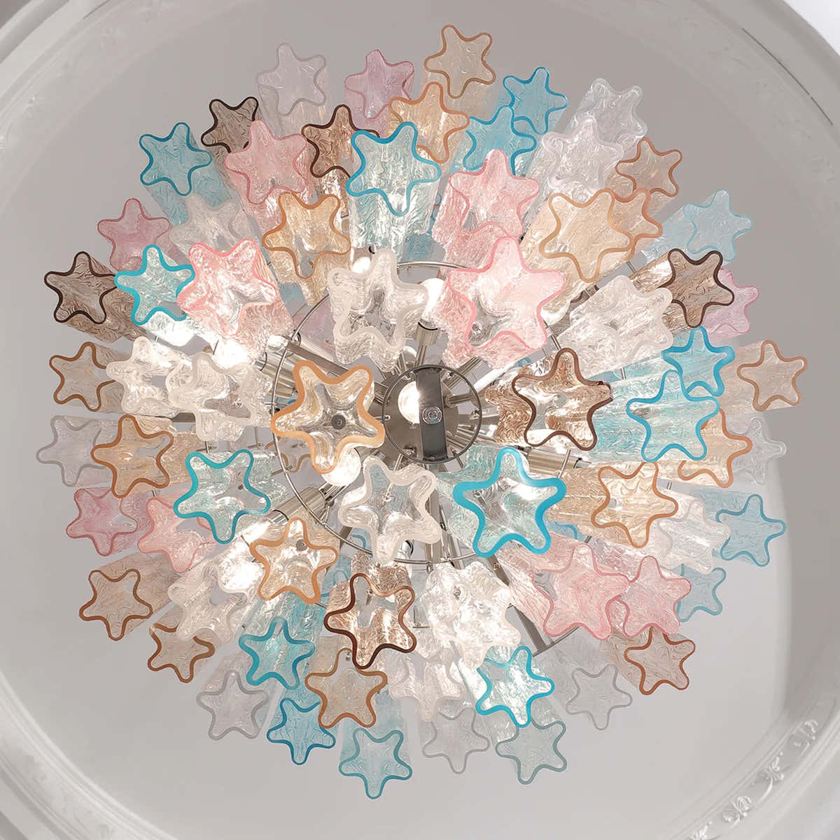 Petalia Murano Glass Diamond Chandelier 54"H - Colorful Glass