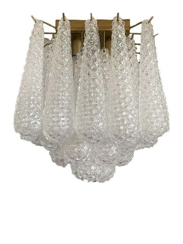 Murano Ceiling lamp – Drop – 32 glasses – Transparent