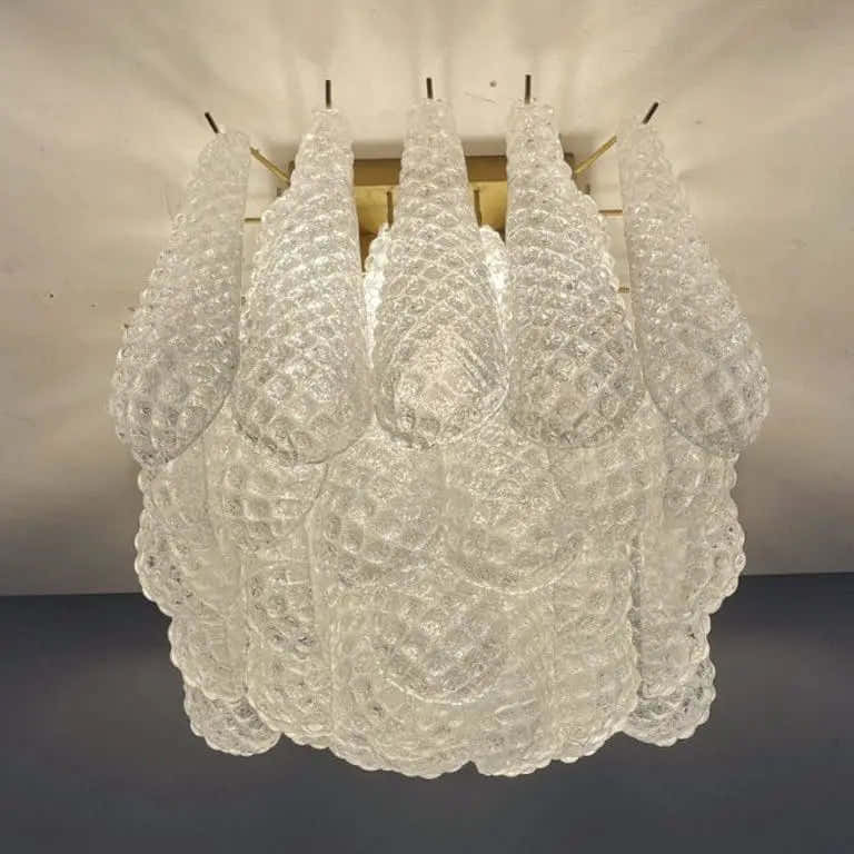 Murano Ceiling lamp – Drop – 32 glasses – Transparent