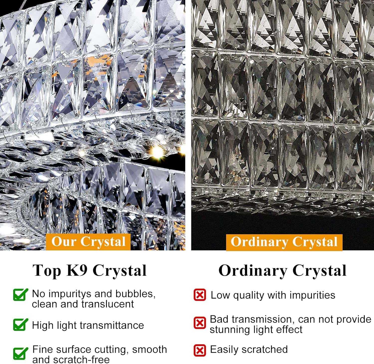K9 Crystal Round/Rectangular Chandelier 32"