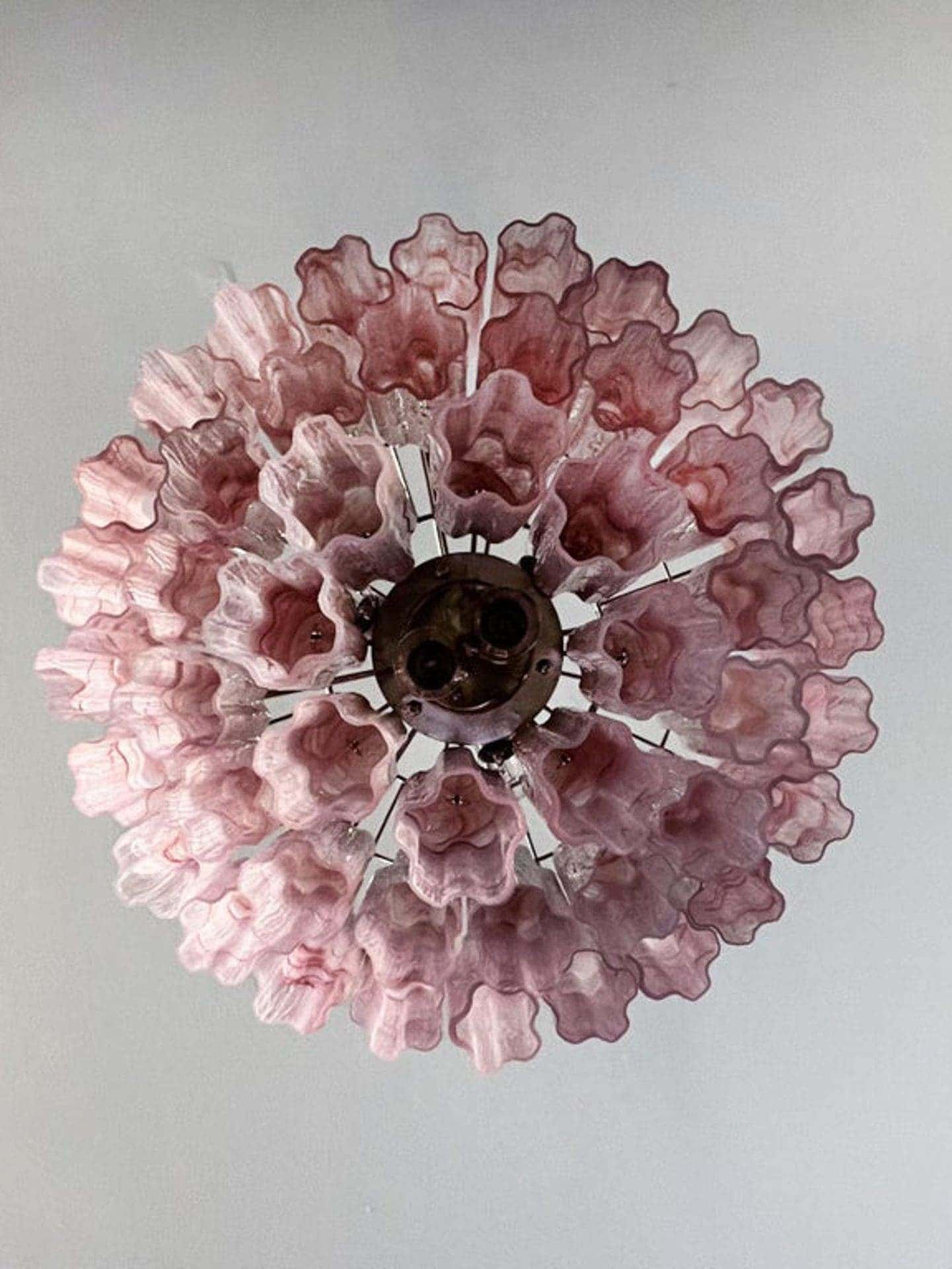 Murano Chandelier – 48 tubes – Alabaster Pink