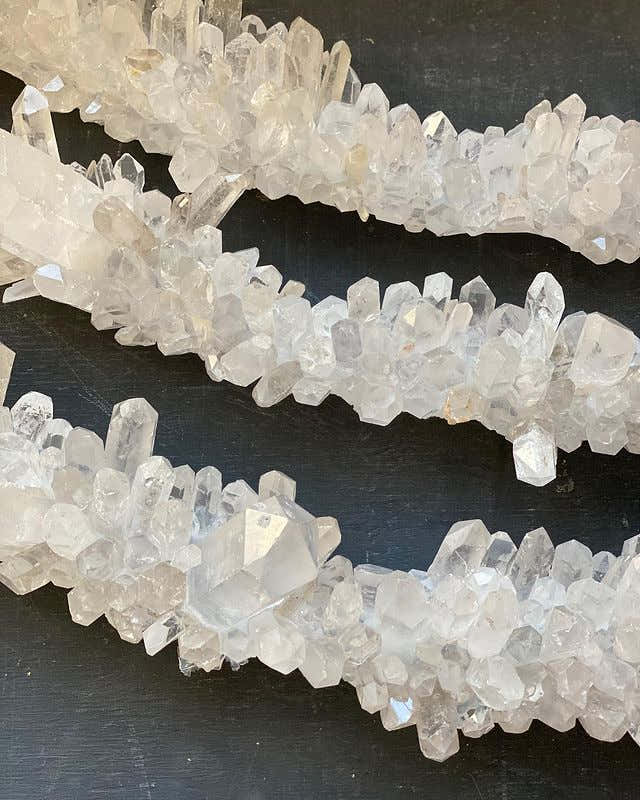 36 Inch Round Modern Chandelier Brass & Clear Geode Quartz Crystal Hanging Light