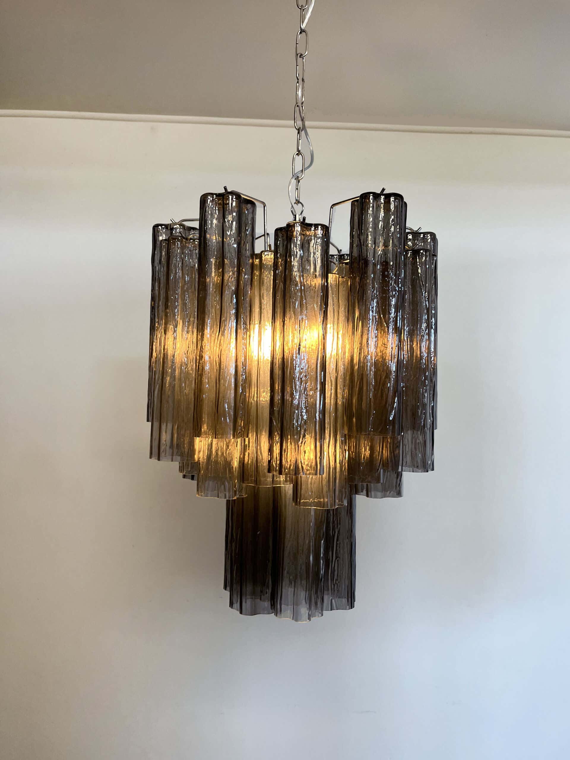 Murano Chandelier – 30 tubes – Smoky Glass Tubes