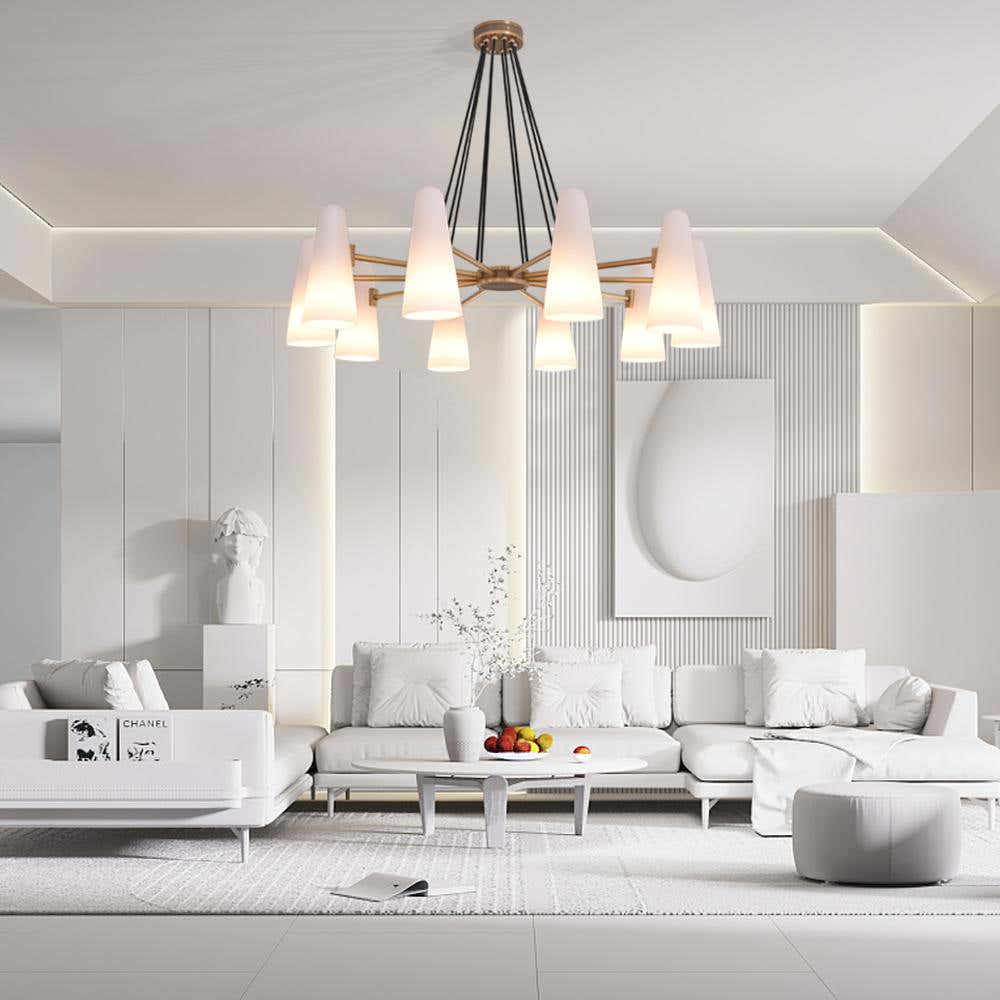 Sulis White Ceramics Round Chandelier 44", 10-lights