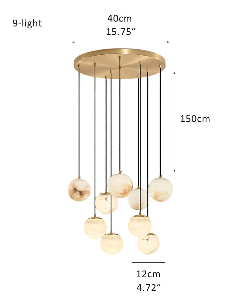 Small Alabaster Cluster Globes Ceiling Pendant Light For High Ceiling