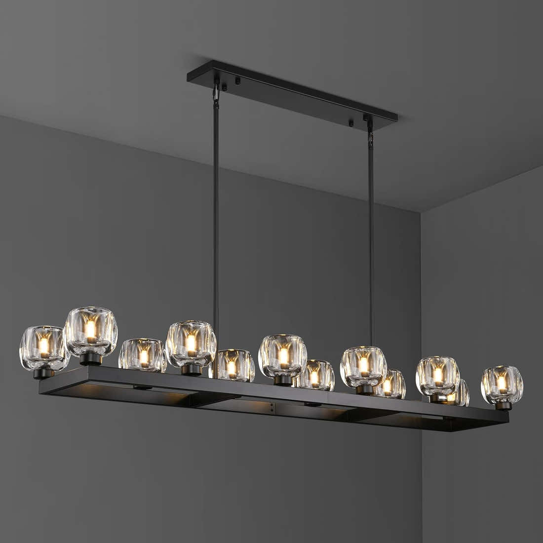 Modern Crystal Rectangle Wagon Wheel Chandeliers