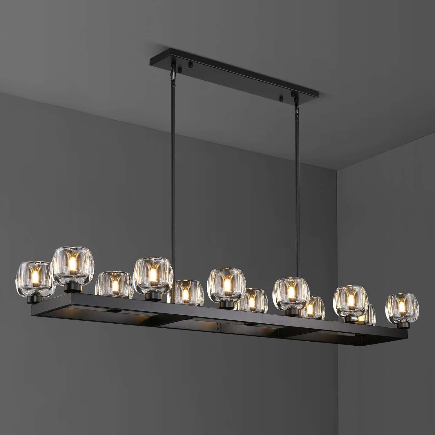 Modern Crystal Rectangle Wagon Wheel Chandeliers