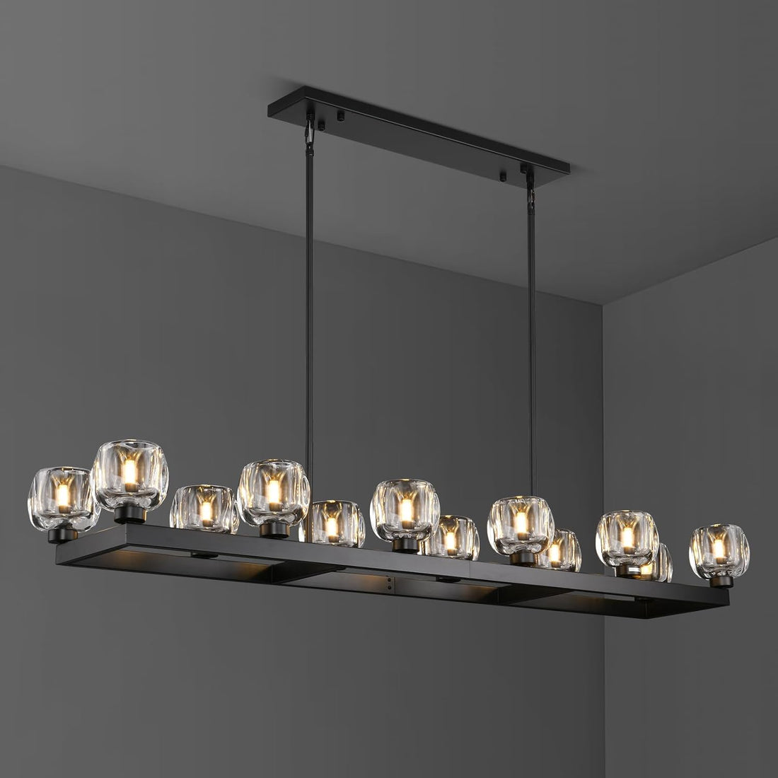 Modern Crystal Rectangle Wagon Wheel Chandeliers
