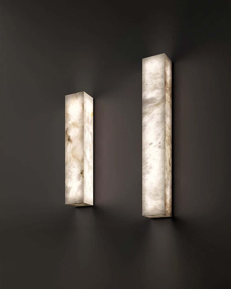 Rectangular Natural Semi-Translucent Alabaster Wall Lamp for Bath & Vanity
