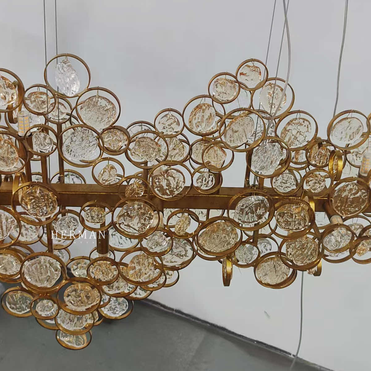 Trento Clustered Glass Linear Chandelier 55"