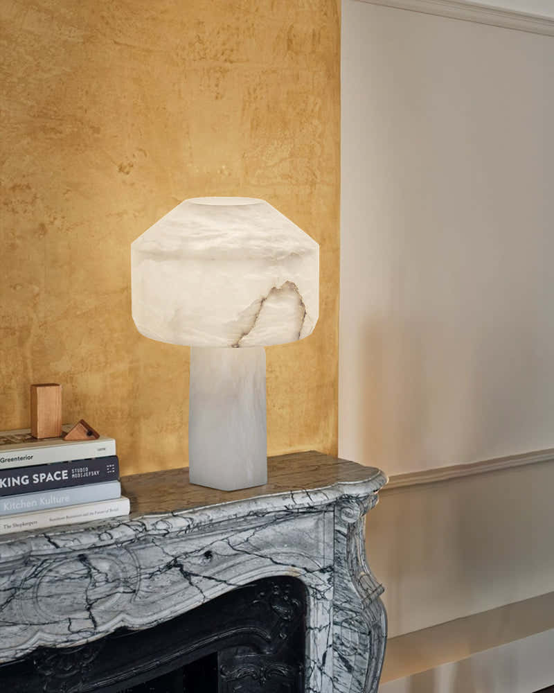 3 Ways Switch Dimmable Conial Alabaster Table Lamp 12in for bedroom