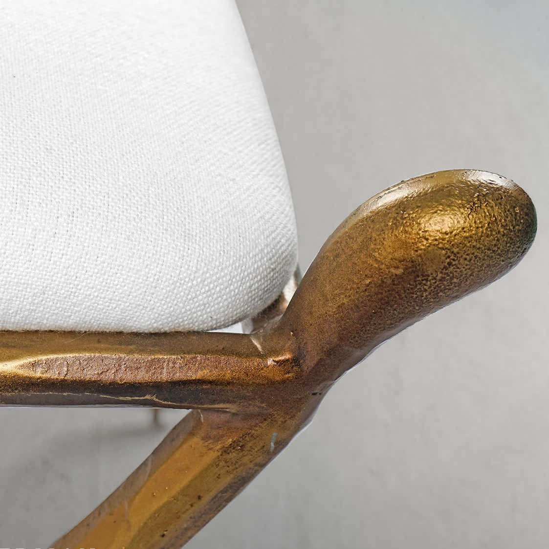 Hand-Forged Metal Horn Fabric Base Stool