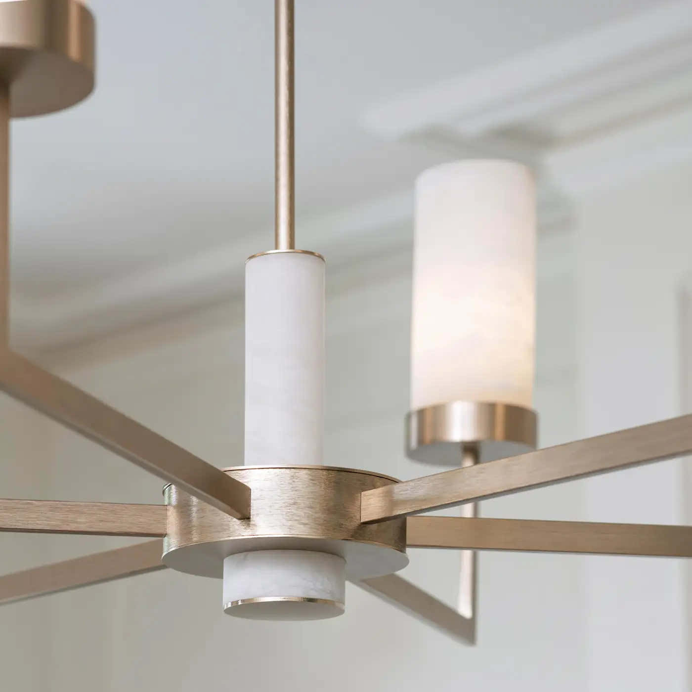 Contemporary  Alabaster 6-arm Compass Chandelier