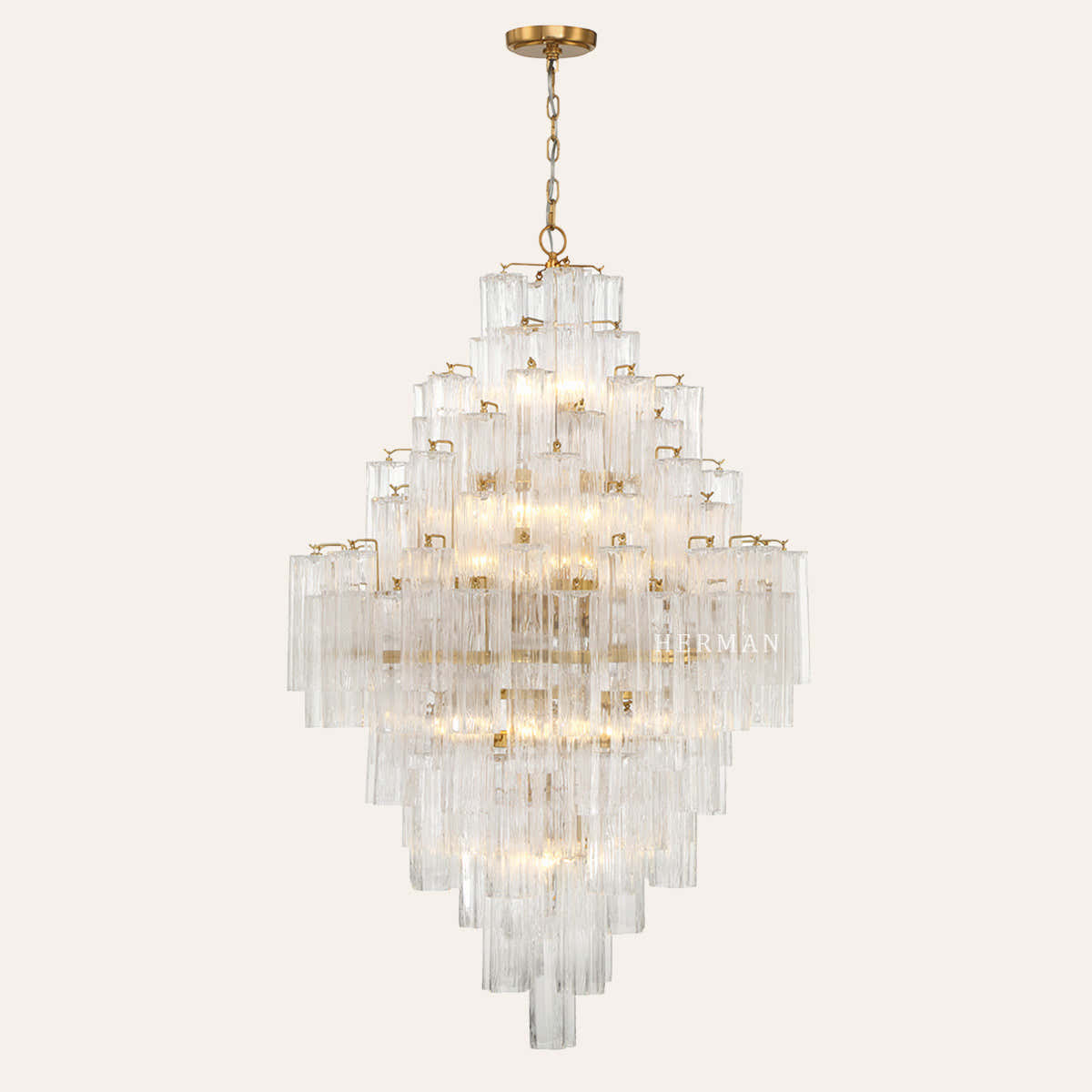 Addis Murano Glass Diamond Chandelier 50"H