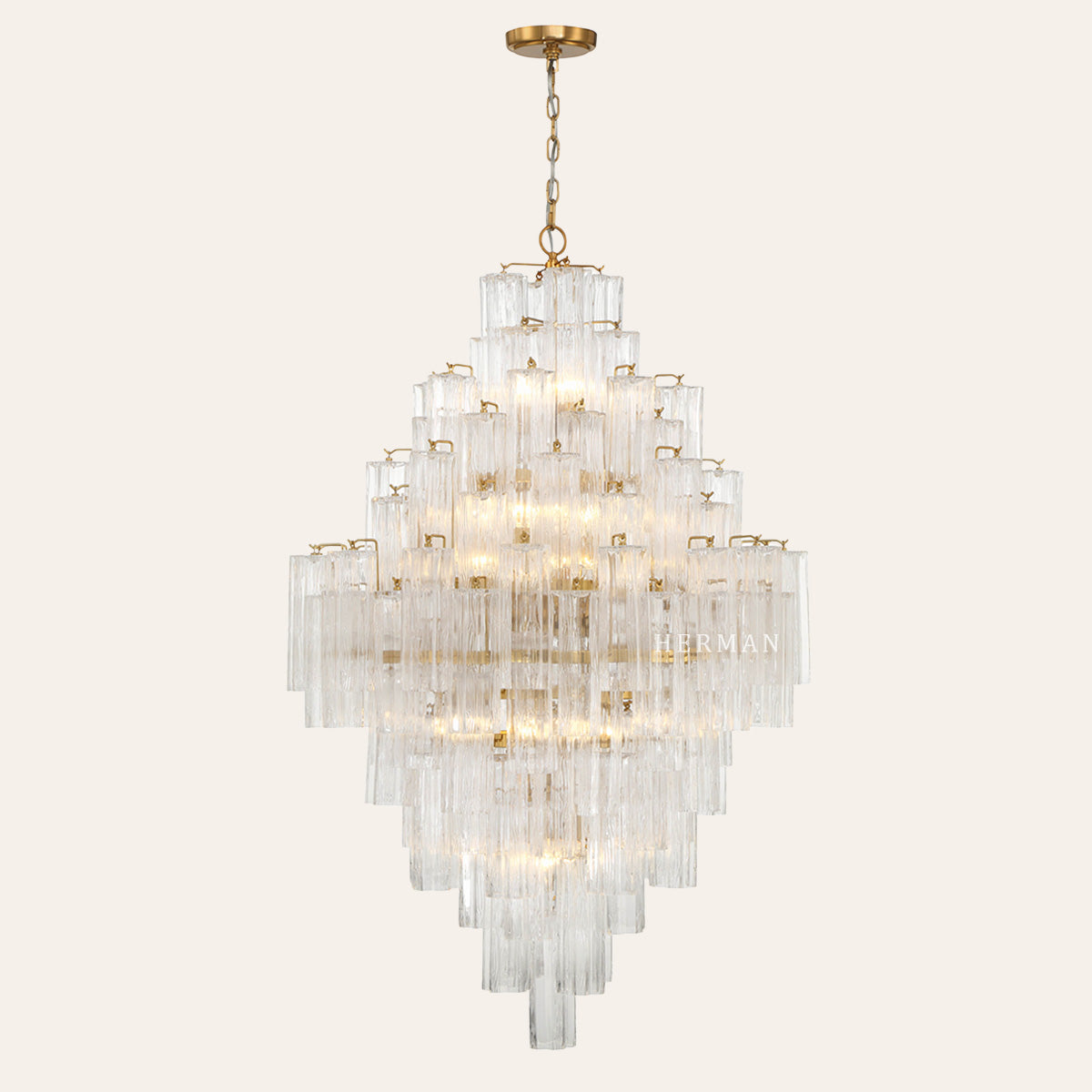 Addis Murano Glass Diamond Chandelier 49"H
