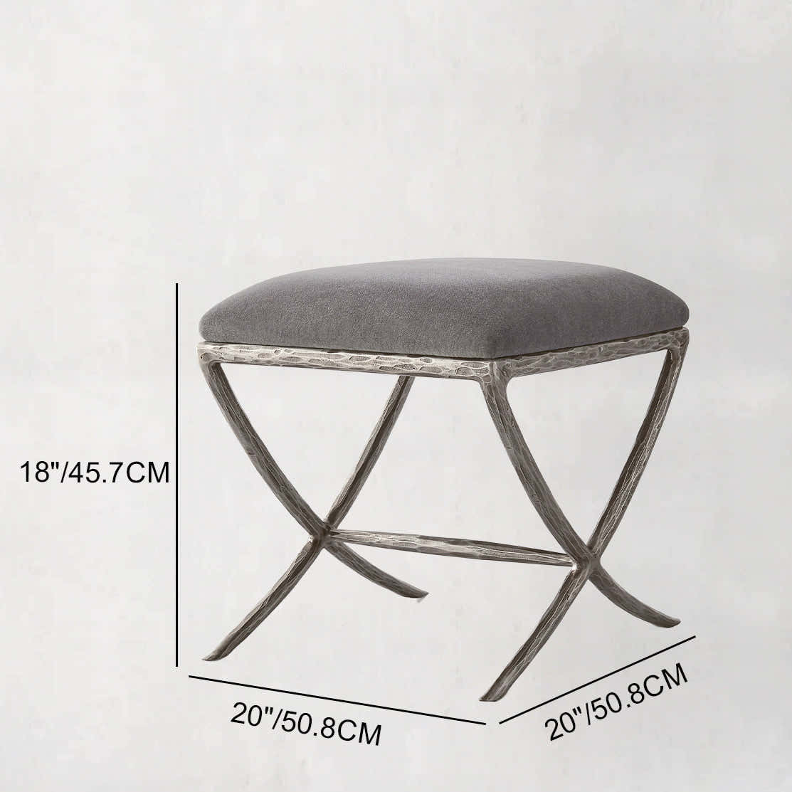 Hand-Forged Metal X-base Stool