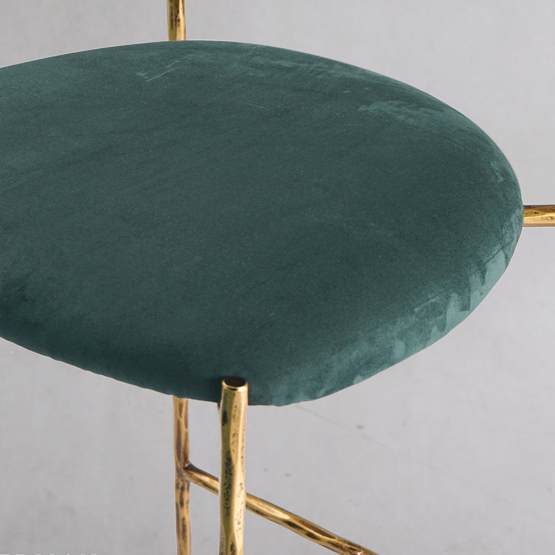 Hand-Forged Metal Green Fabric Bar Stool