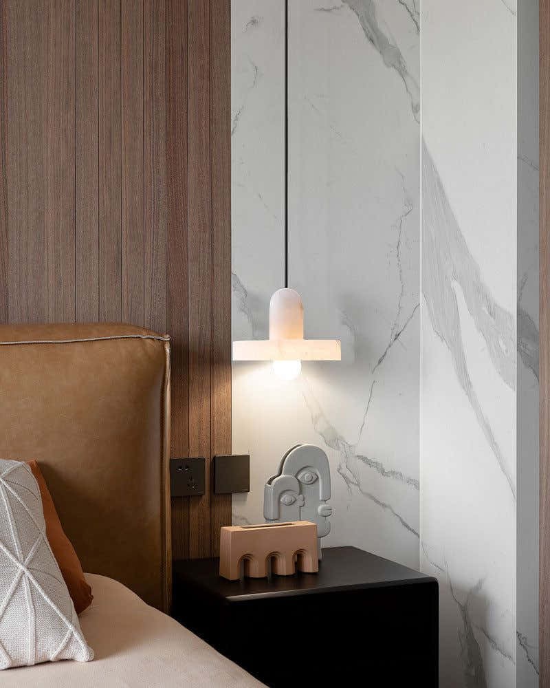 White Alabaster Kitchen Island Pendant Lamp