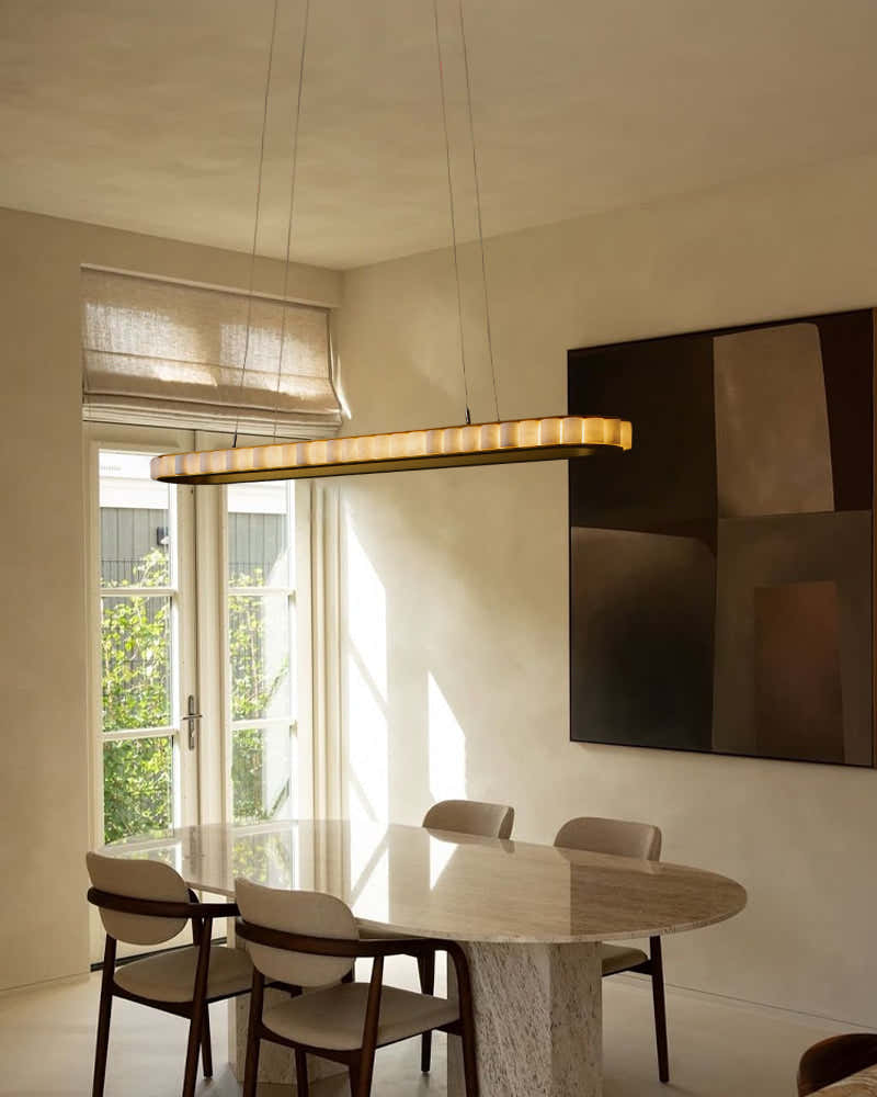 Ring Alabaster Oval Chandelier for Kitchen Island