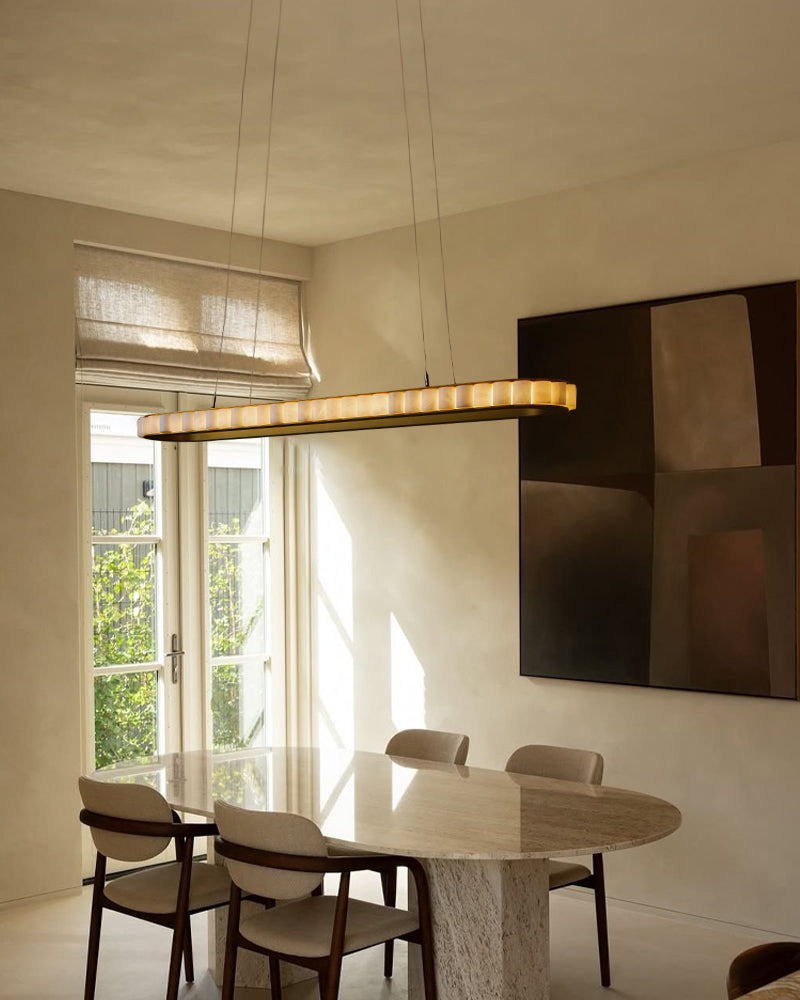 Ring Alabaster Oval Chandelier for Kitchen Island