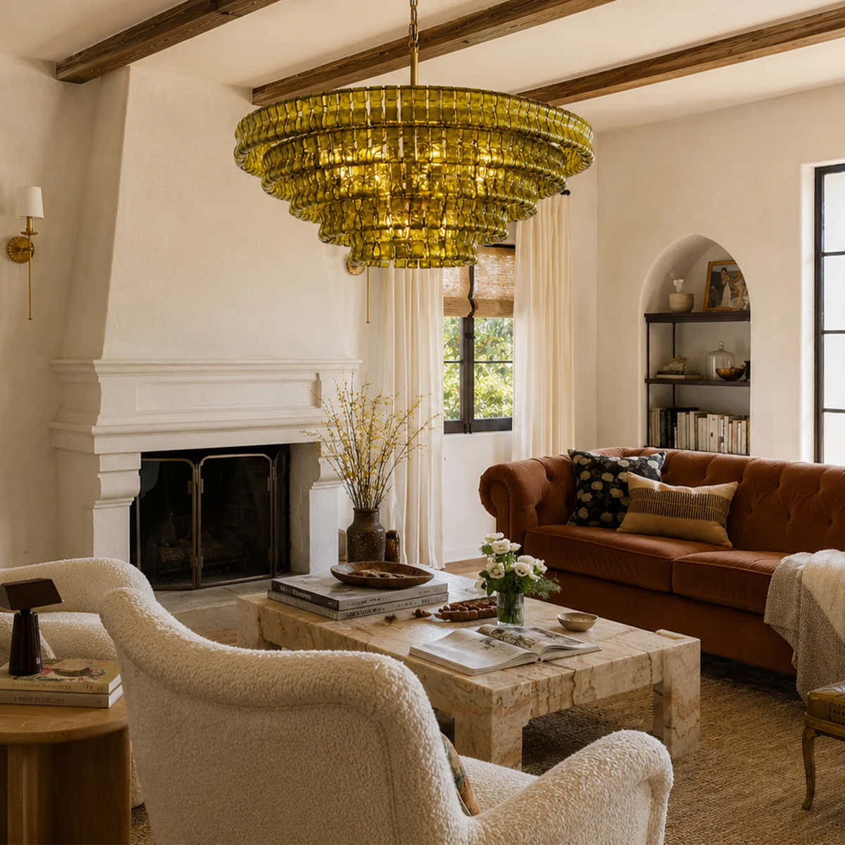 Amor 5-Tier Ghiaccio Glass Pendant Round Chandelier 48"