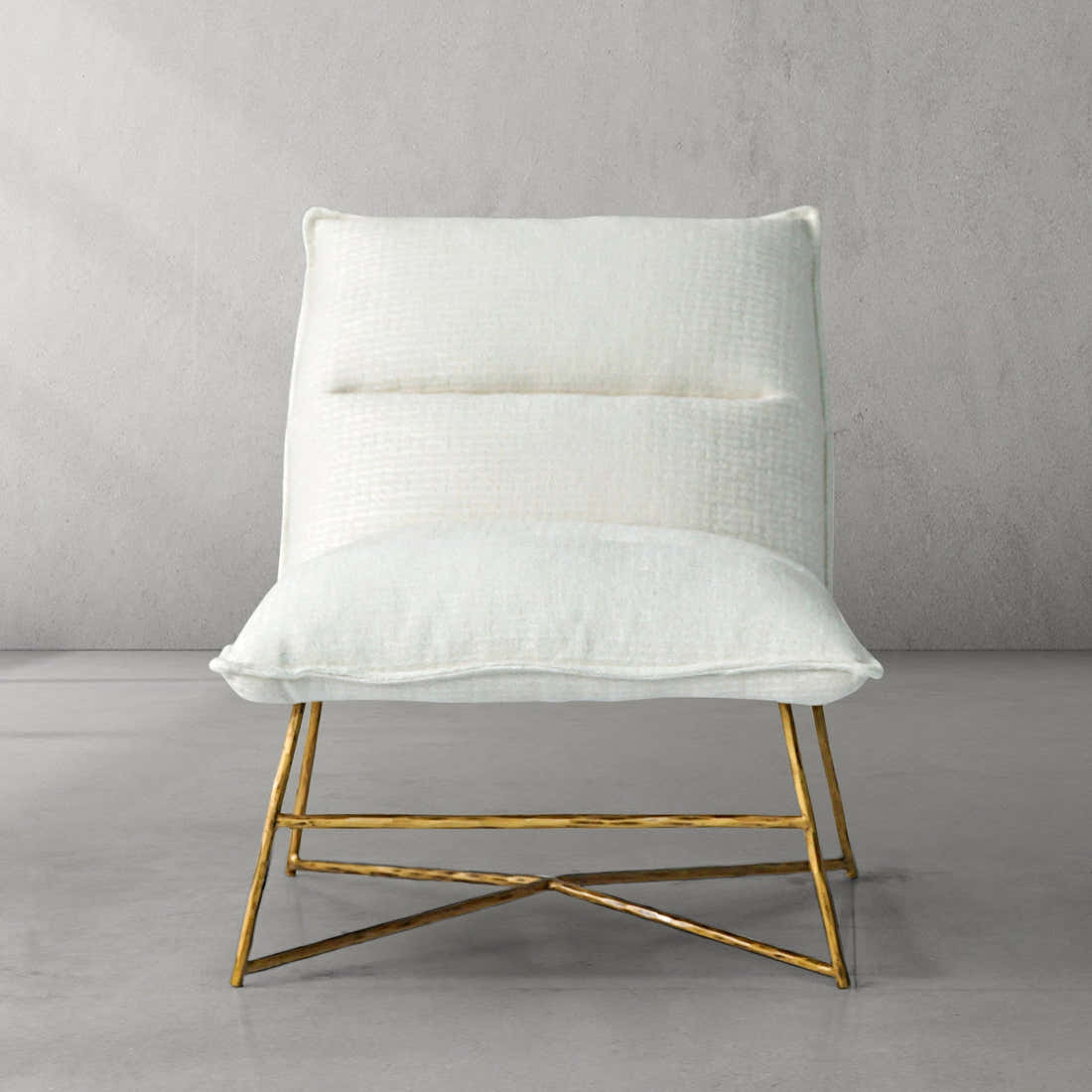 Hand-Forged Metal Fabric Lounge Chair