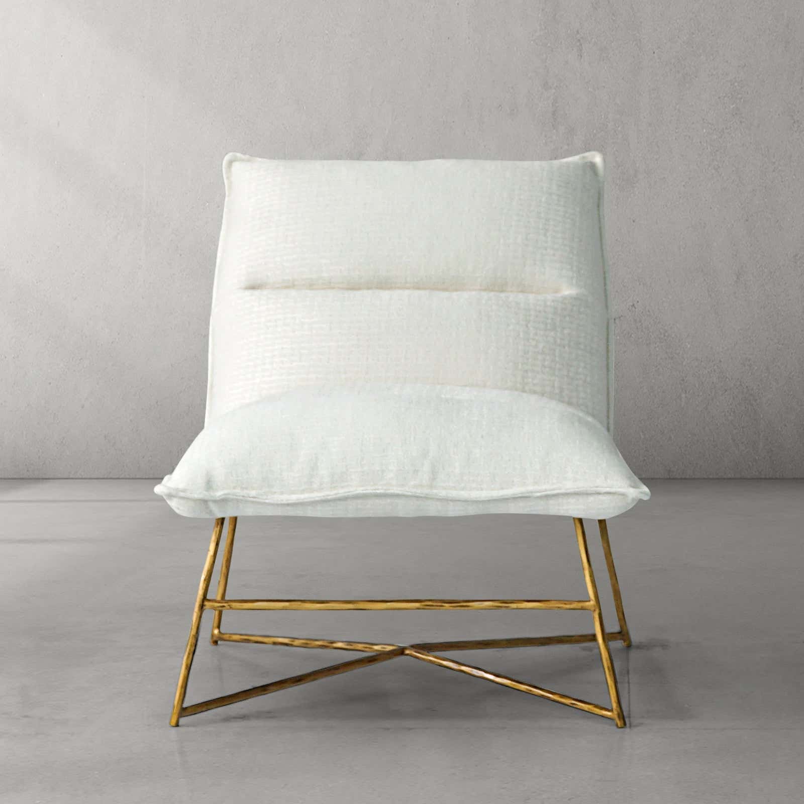 Hand-Forged Metal Fabric Lounge Chair