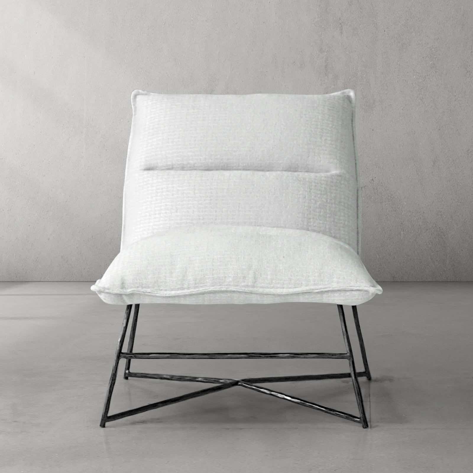 Hand-Forged Metal Fabric Lounge Chair