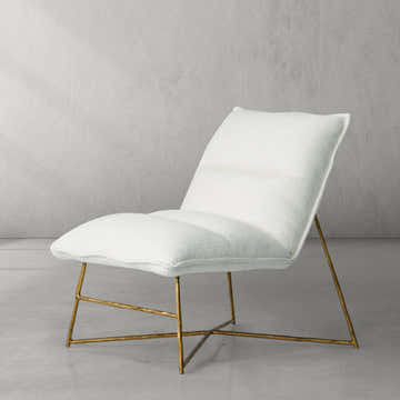 Hand-Forged Metal Fabric Lounge Chair