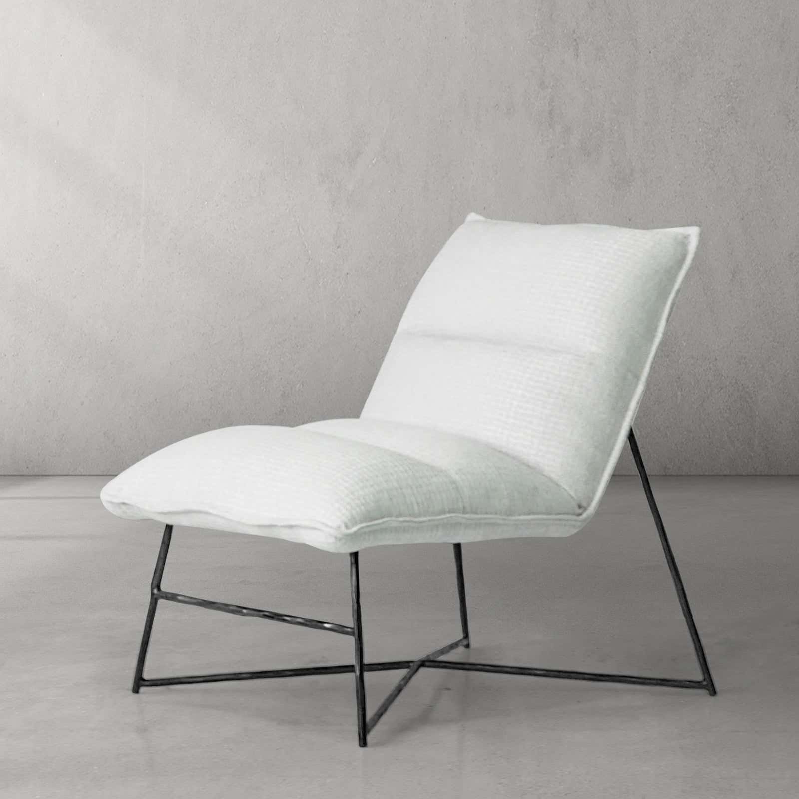 Hand-Forged Metal Fabric Lounge Chair