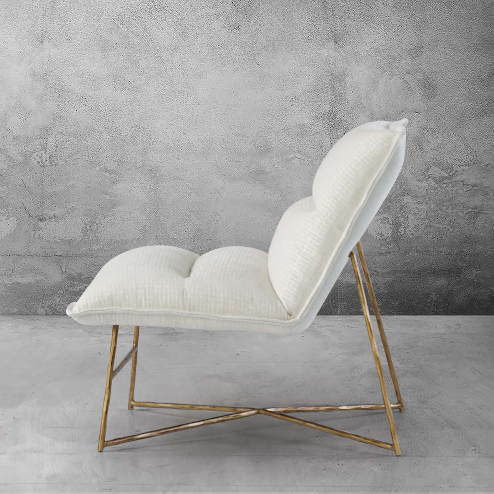 Hand-Forged Metal Fabric Lounge Chair