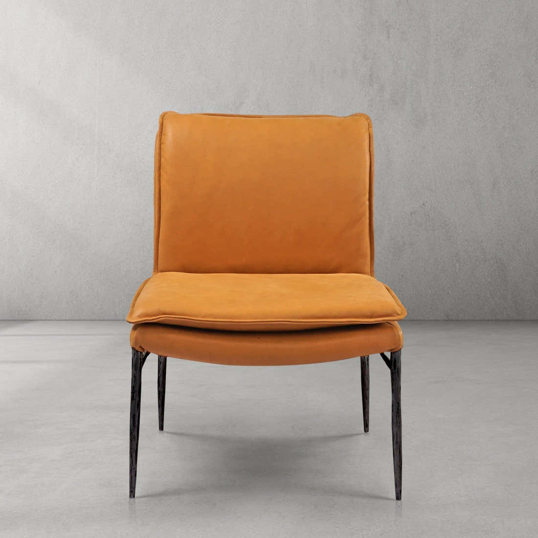 Hand-Forged Metal Vintage Leather Dining Chair