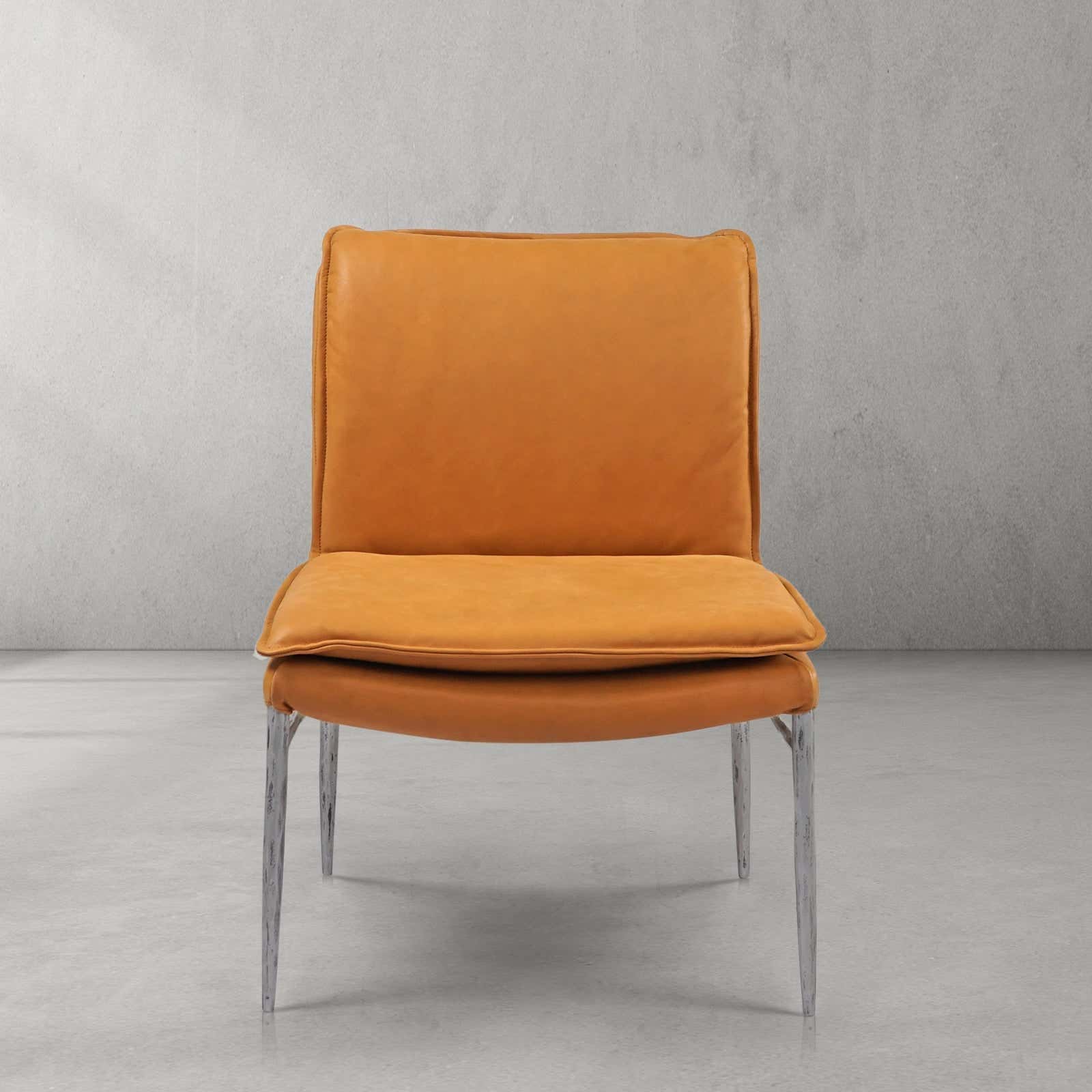 Hand-Forged Metal Vintage Leather Dining Chair