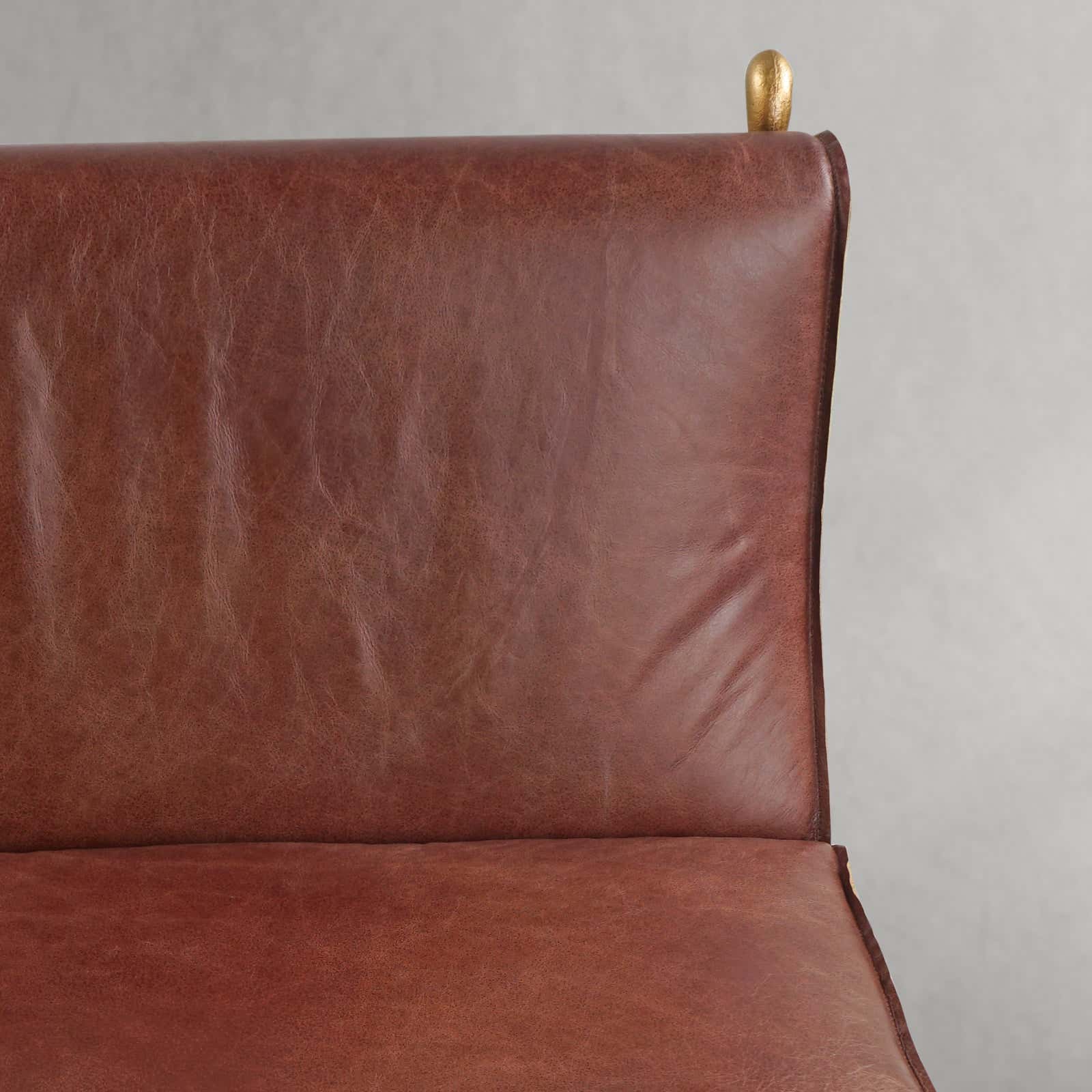 Hand-Forged Metal Vintage Leather Lounge Chair