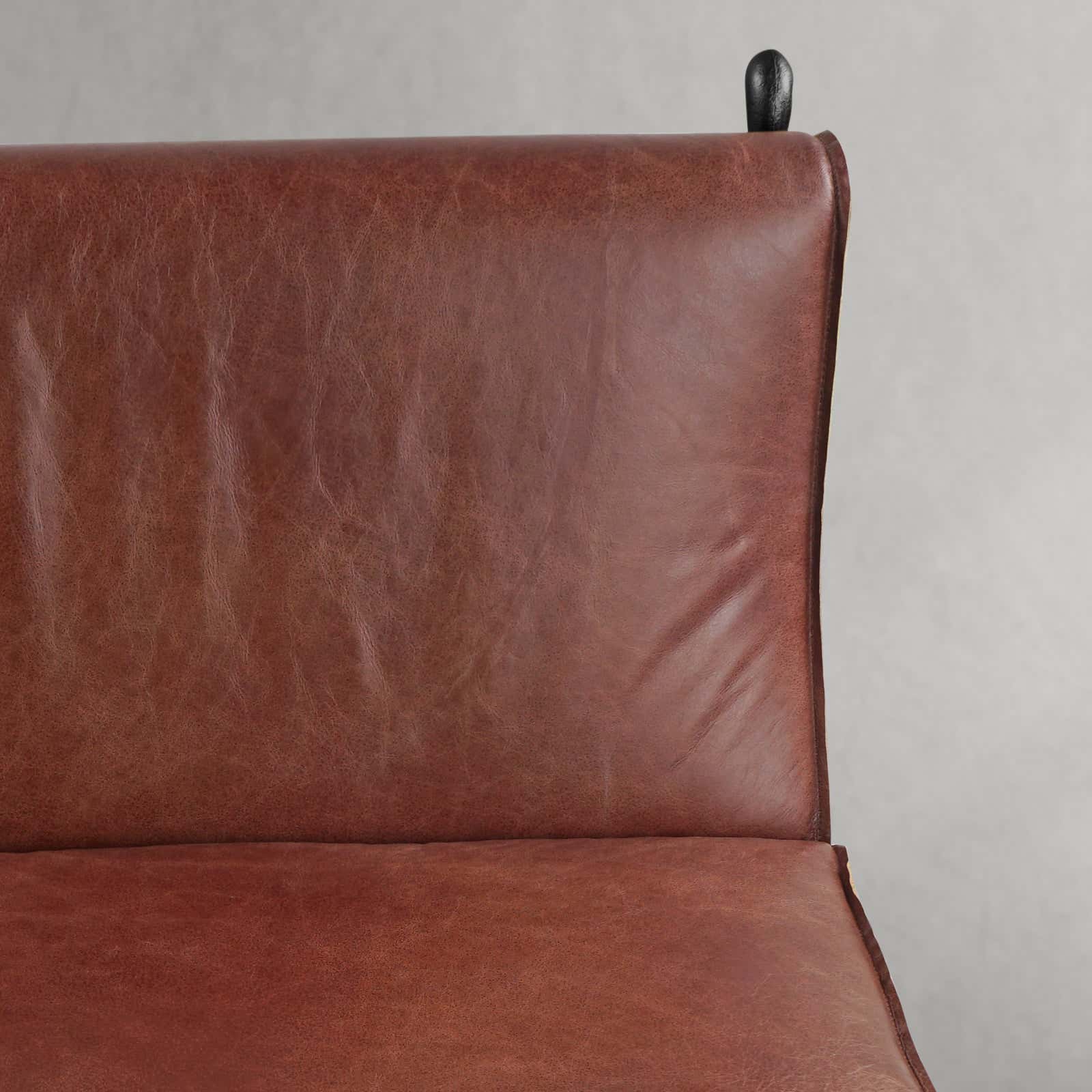 Hand-Forged Metal Vintage Leather Lounge Chair