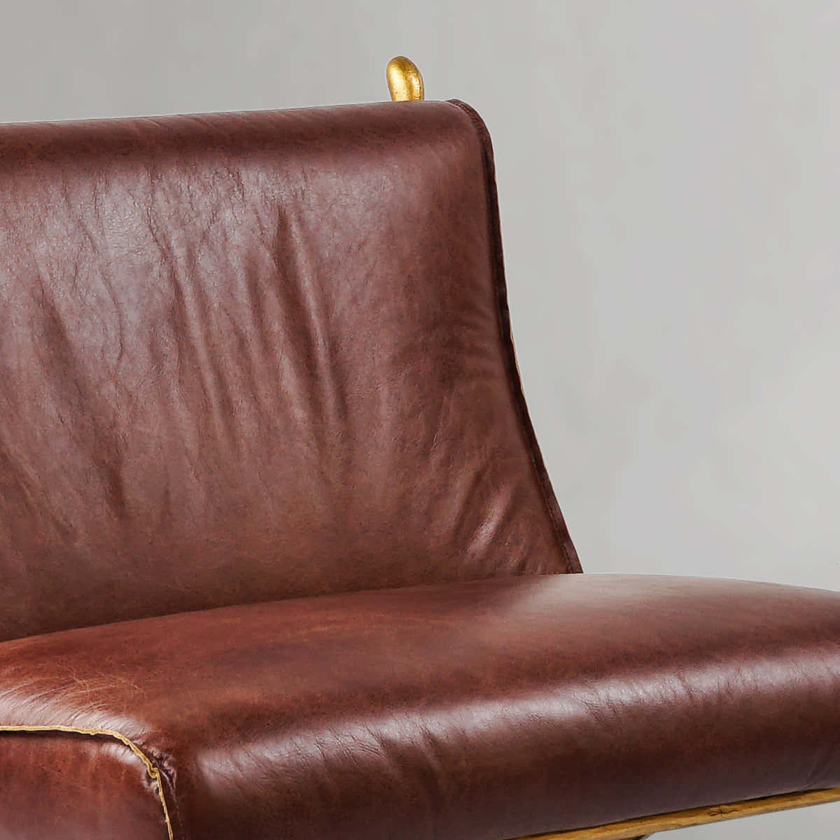 Hand-Forged Metal Vintage Leather Lounge Chair