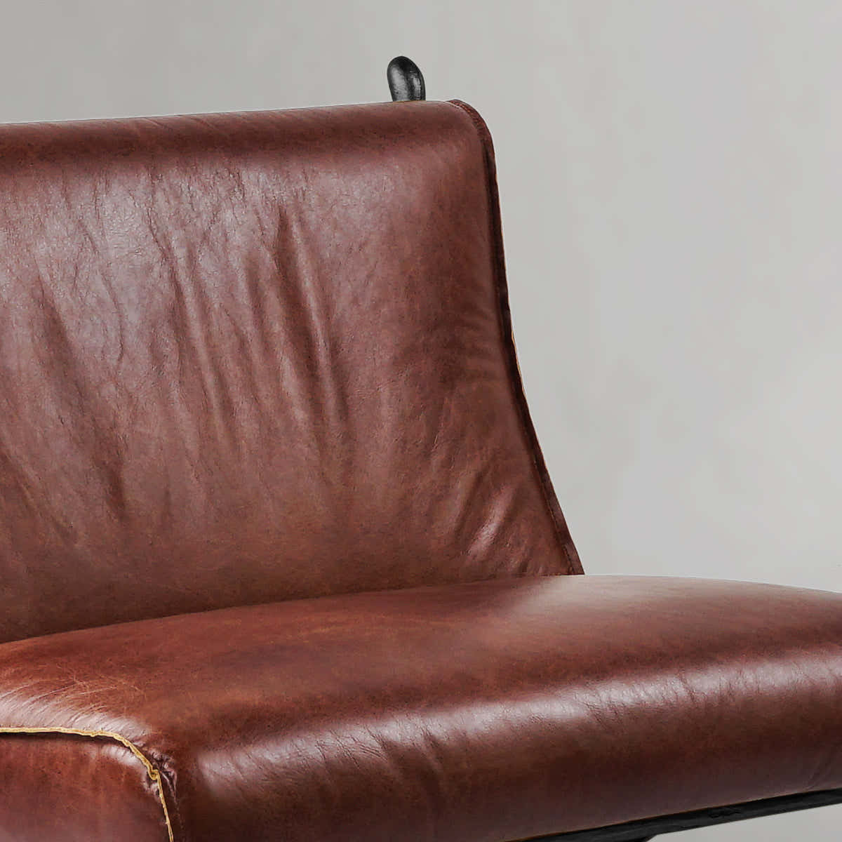 Hand-Forged Metal Vintage Leather Lounge Chair