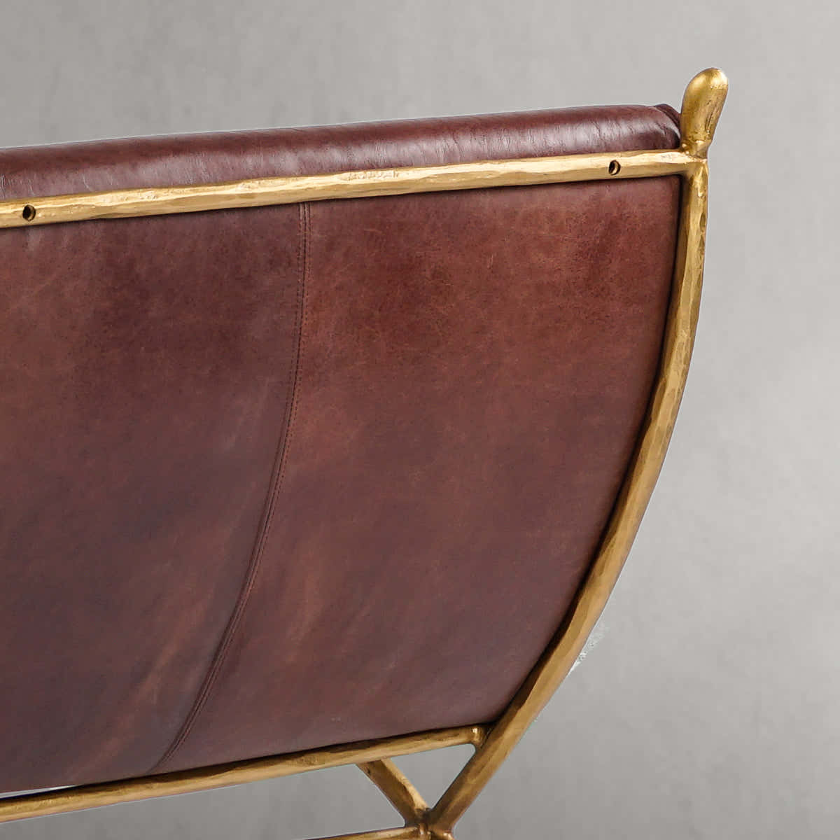 Hand-Forged Metal Vintage Leather Lounge Chair