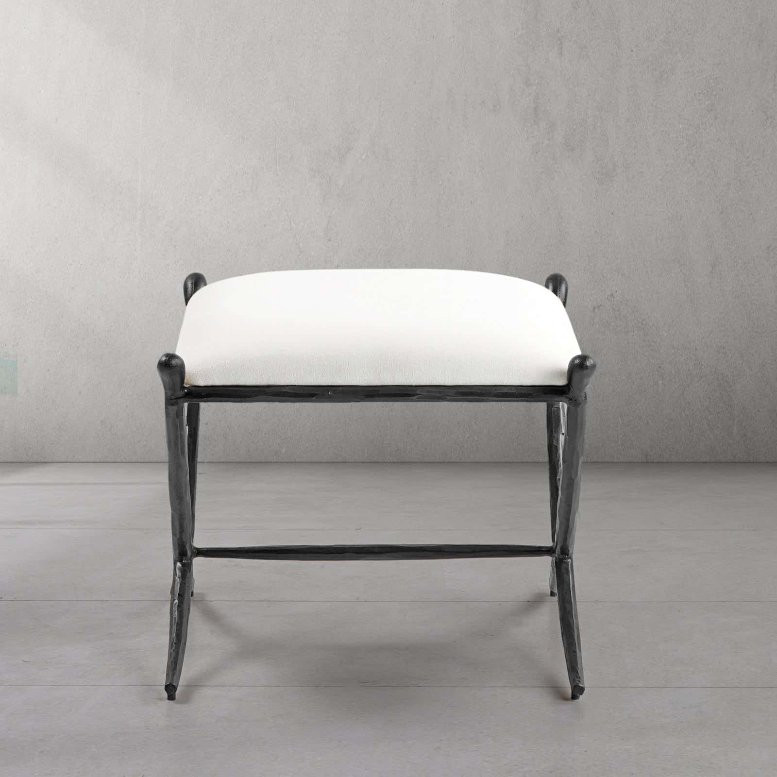 Hand-Forged Metal Horn Fabric Base Stool