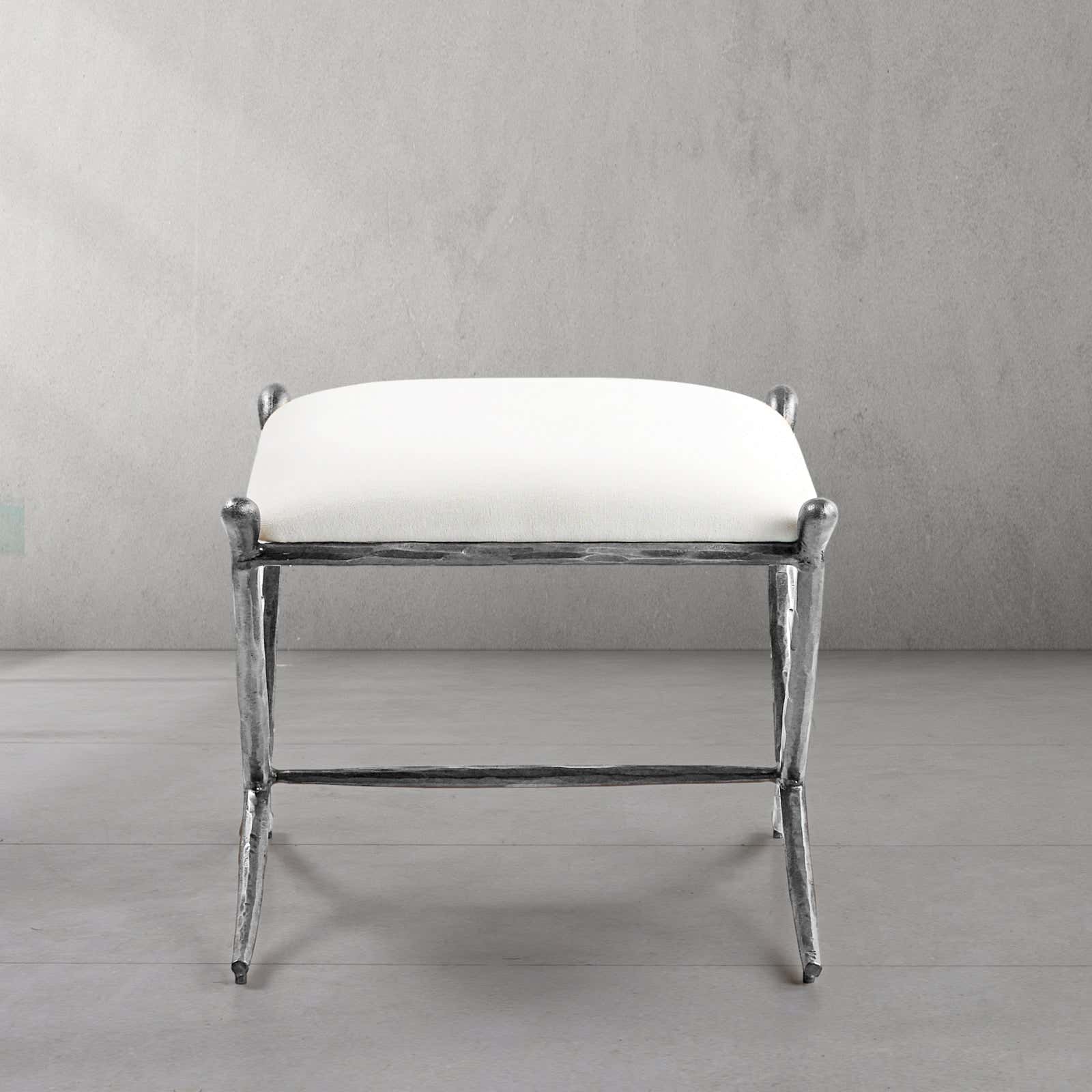 Hand-Forged Metal Horn Fabric Base Stool