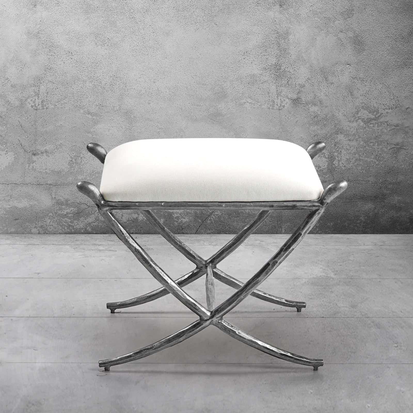 Hand-Forged Metal Horn Fabric Base Stool