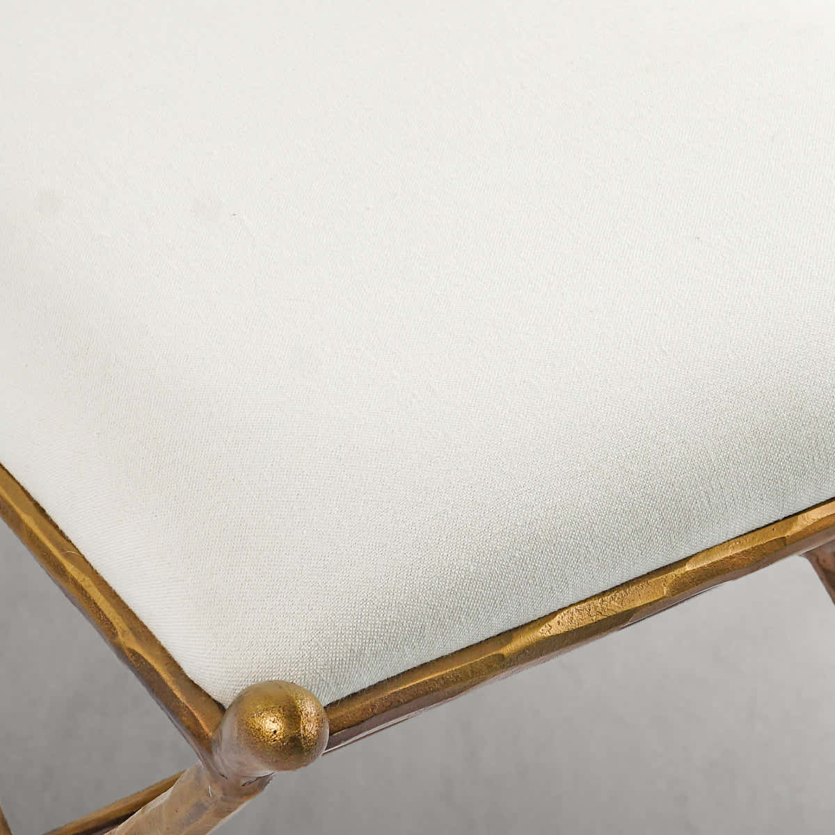 Hand-Forged Metal Horn Fabric Base Stool
