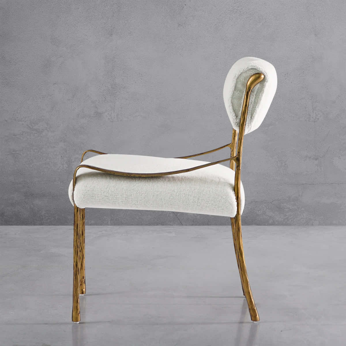Hand-Forged Metal Retro Copper Iron Frame Armless Dining Chair