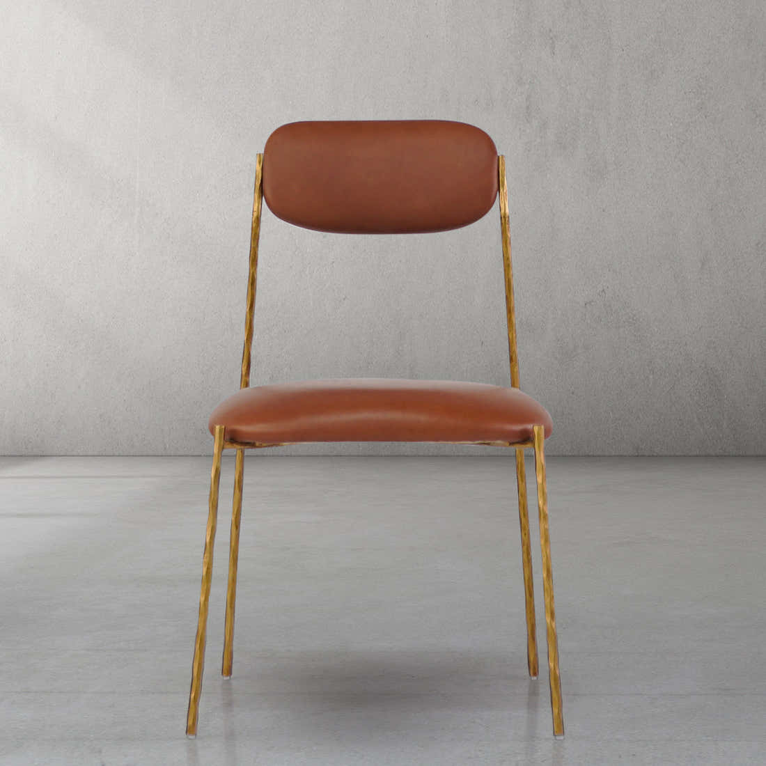 Hand-Forged Metal Genuine Leather Dining Chair