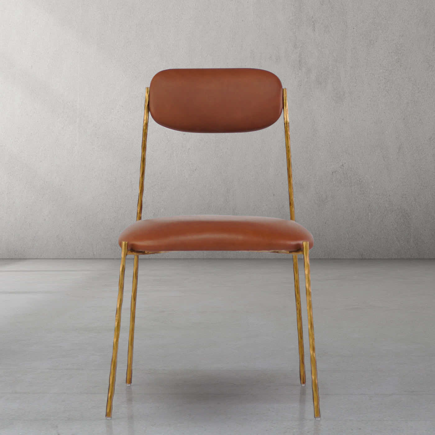 Hand-Forged Metal Genuine Leather Dining Chair