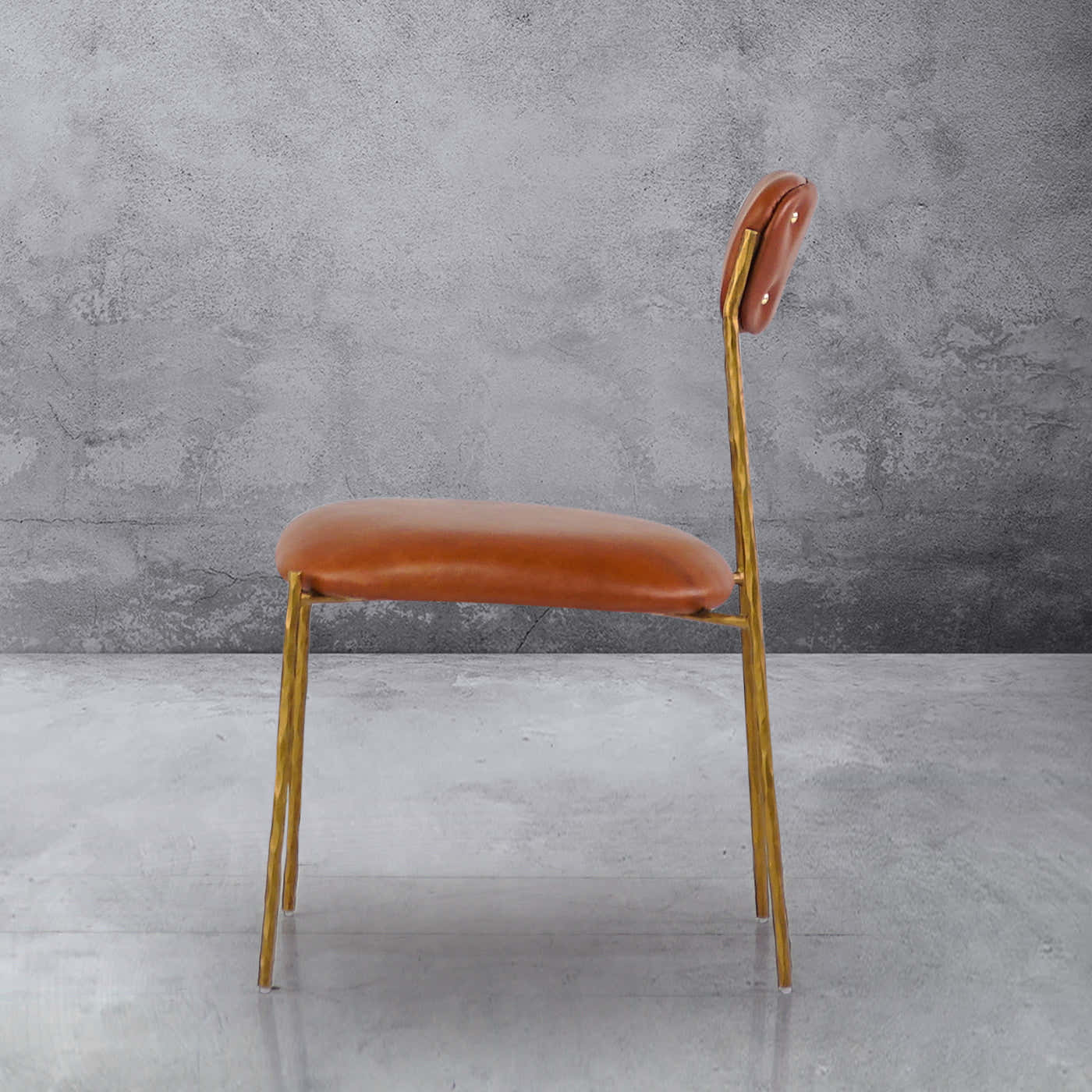 Hand-Forged Metal Genuine Leather Dining Chair