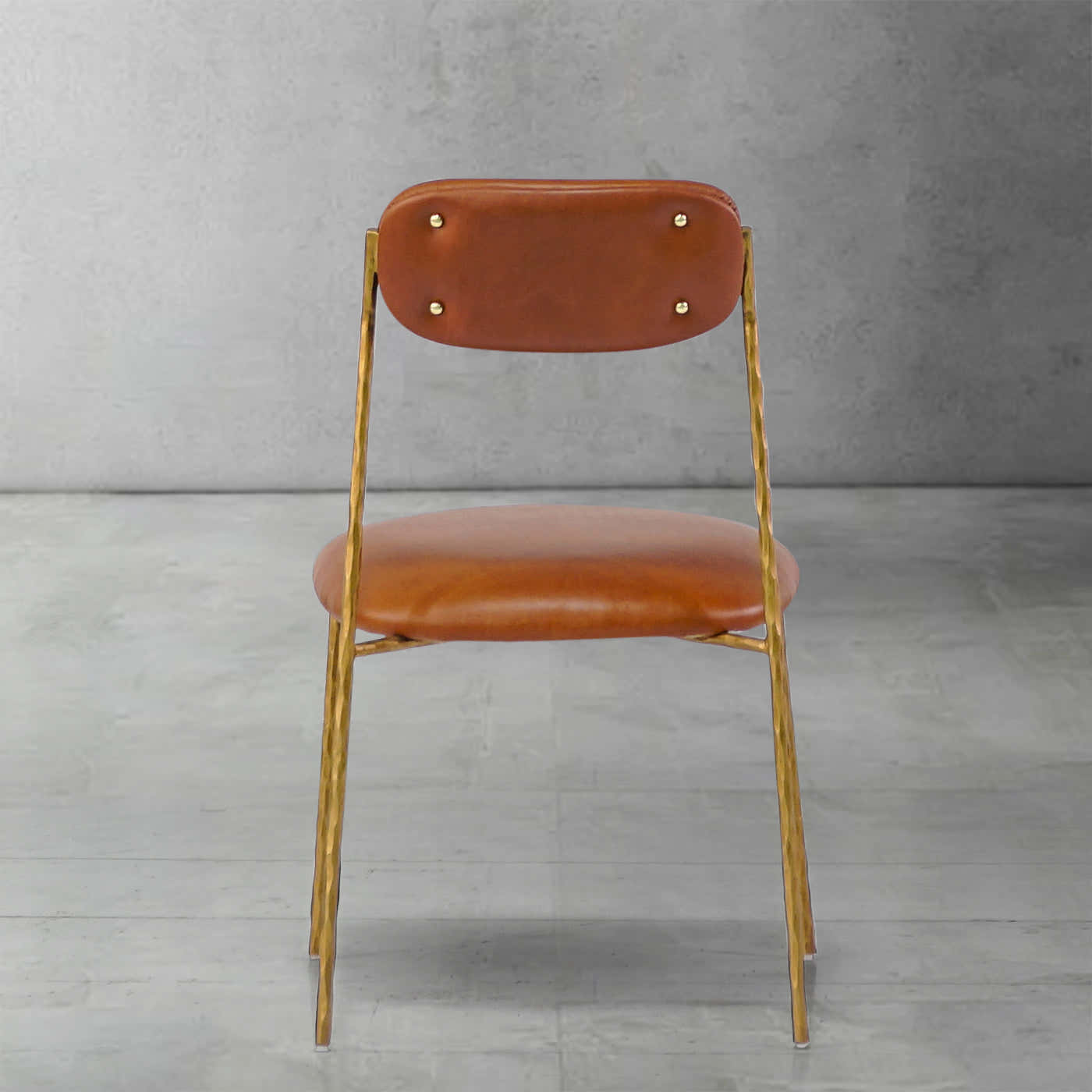 Hand-Forged Metal Genuine Leather Dining Chair