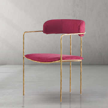 Hand-Forged Metal Vintage Armrest Dining Chair