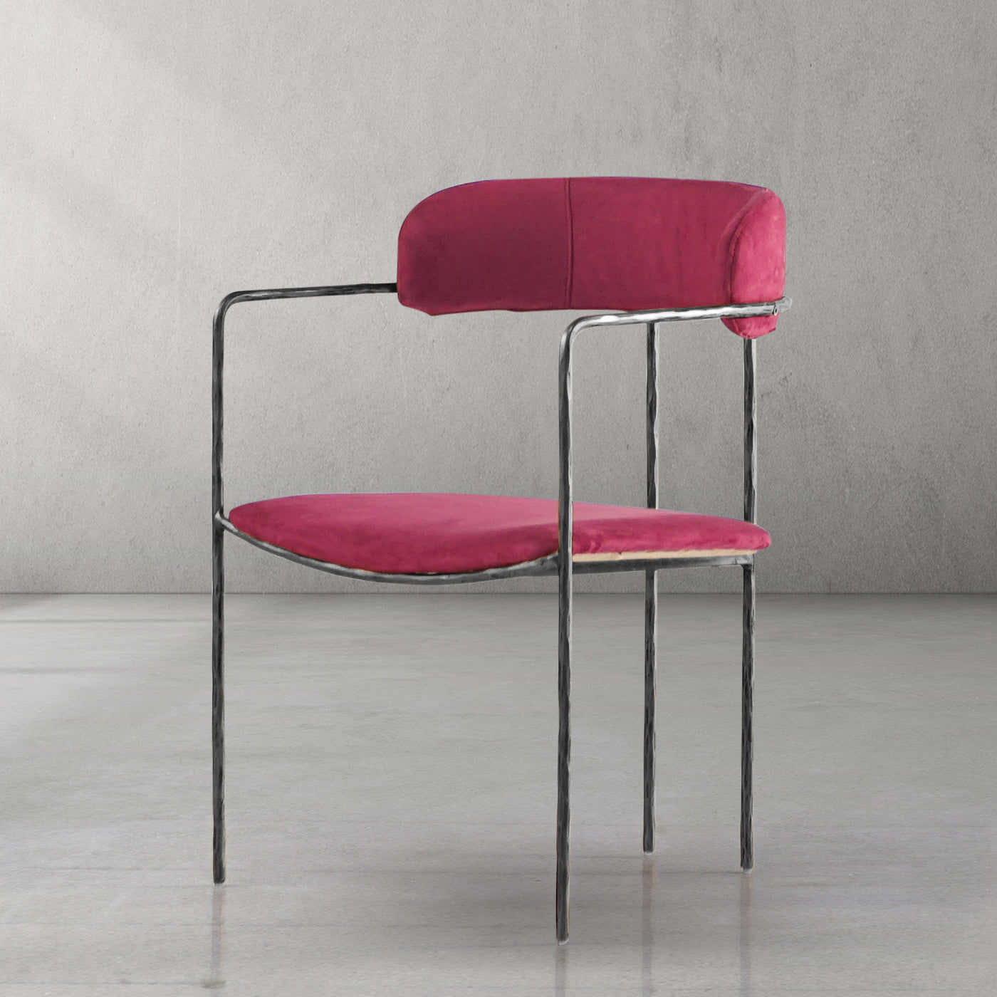 Hand-Forged Metal Vintage Armrest Bar Chair
