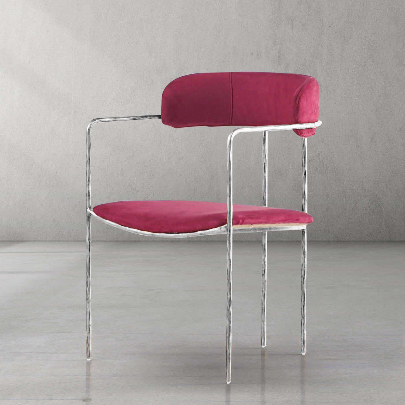 Hand-Forged Metal Vintage Armrest Dining Chair